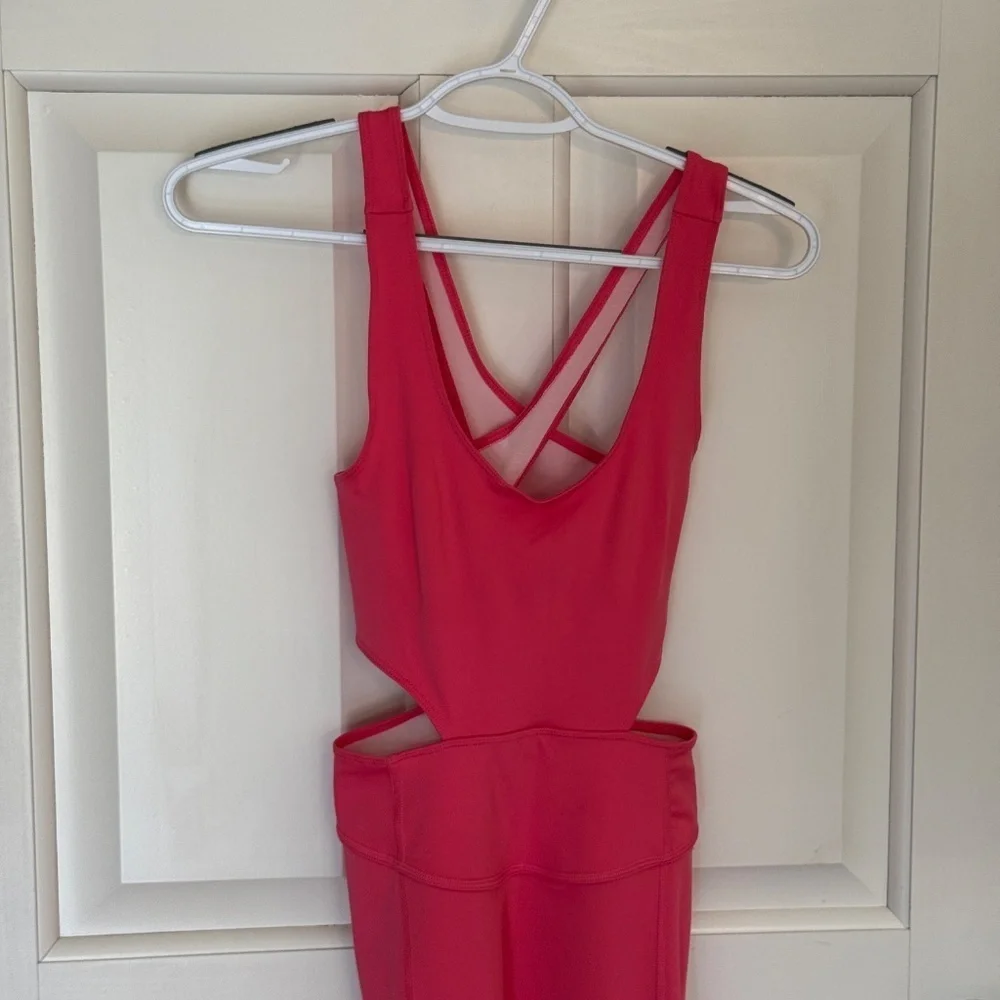 New! Free Movement x Free People Back It Up Jumpsuit Bright Pink 45451